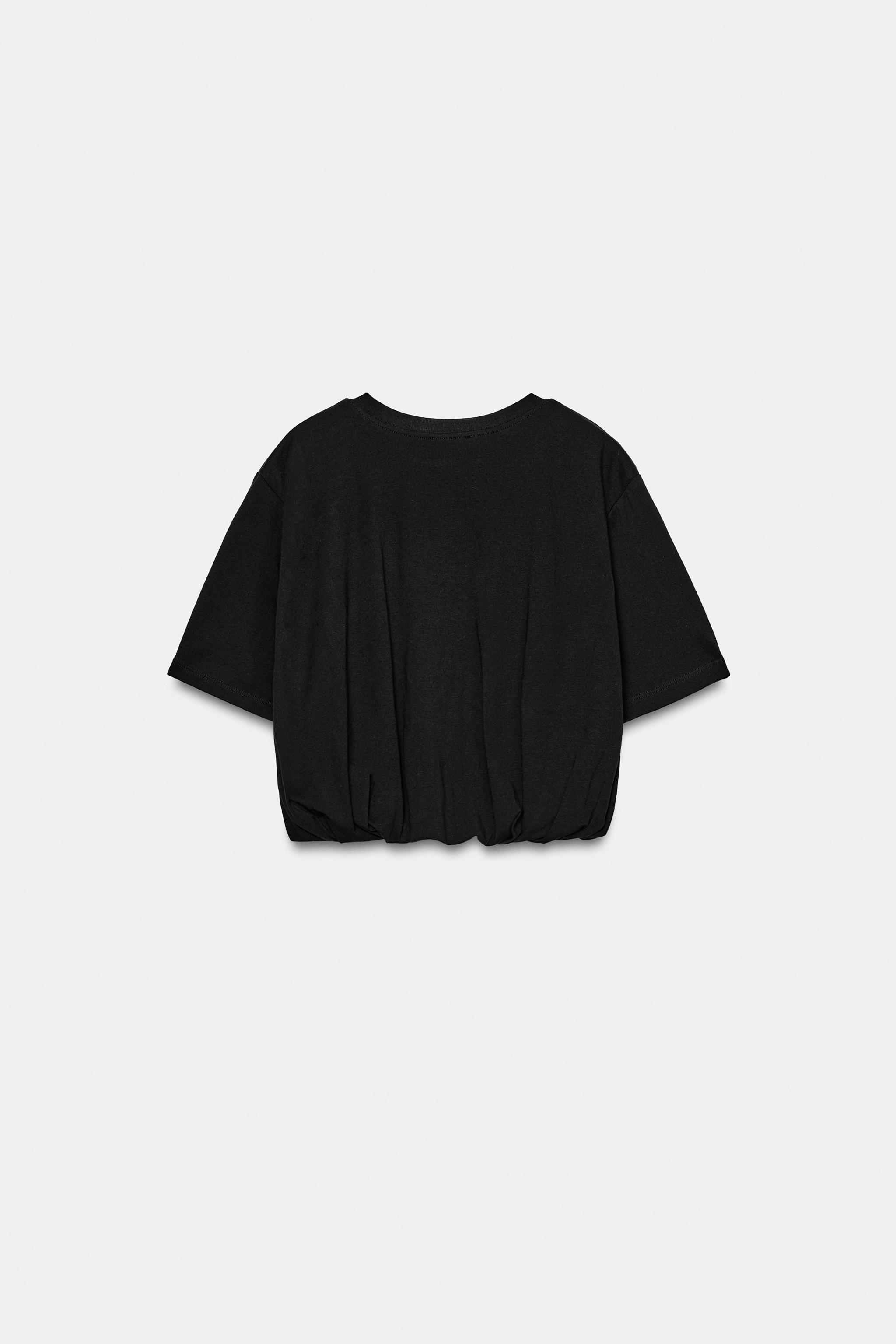 CROPPED PUFF HEM T-SHIRT